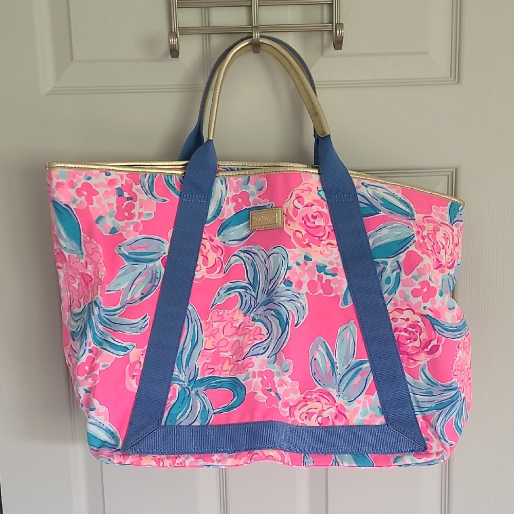 Lilly Pulitzer Floral Pink and Blue Tote Bag
